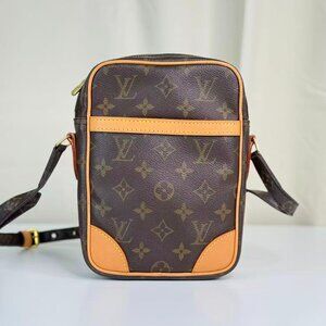 Louis Vuitton Monogram Canvas Crossbody Bag Brown & Beige Trimmed